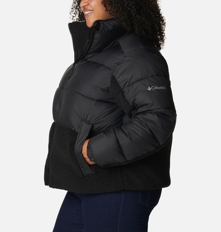 Women's Columbia Leadbetter Point Sherpa Hybrid Jackets Black | Plus Size CA-Y6301